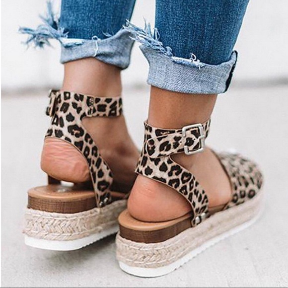 Snakeskin/ Leopard/ Tan Platform Espadrille Sandal - Picture 5 of 8